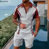 Męskie dresy 2024 Summer 3D Print Polo Sets Sets Casual Down Down Tracksuit Man Beach Style Streetwear Mężczyzna