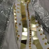 Stage Wear Dancer Performance Nightclub Bar Costume Gold Mirror Crystals Men Blazers Shining Sequins Stand Collar Zipper Coat Singer