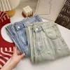 Jeans Women's Denim Pants New Beading Designed Long Casual Zipper Fashion Y2K Female Solid Color Loose AllMatch Streetwear Pants