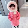 Manteau en duvet 2024 mode 3-12 ans hiver chaud bébé filles longue veste à capuche doublure en peluche lourd enfants coton vêtements d'extérieur pour enfants