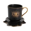 Tassen Kreative Türkisch Blau Evil Eye Tasse Und Hamsa Hand Untertasse Kaffee Tee Milch Wasser Becher Moderne Raumdekoration Keramik geschenke