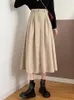 Skirts Corduroy Long Pleated Skirt Women High Waist Vintage Winter Korean Autumn Casual A Line Saia Feminina