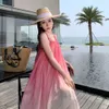 Sanya Vacation Photo Beach 2023 kjol strand rosa sling chiffong klänning super odödlig stor swing kjolmvt2