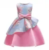 Mädchen Hellblau Blumen Prinzessin Kleider Kinder Schleife Party Kleidung Kinder Abendkleid Für 100150cm6430843