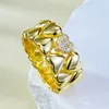 14K Gold Lovers Heart Lab Diamond Pierścień 100% Real 925 Srebrny Party Wedding Pierścienie dla kobiet mężczyzn biżuteria zaręczynowa