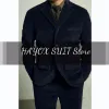 Suits Men's Suit 2 Piece Point Lapel Two Grain Button Corduroy Jacket Prom Party Casual Pants Blazer Set