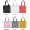 Shoppingväskor kvinnor solid canvas casual tote axel för flickor kvinnliga diy handväskor miljövänlig väska