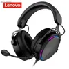 Наушники для сотового телефона Lenovo X370 Heavy Bass Стереогарнитура для ношения на голове для домашних киберспортивных игр с микрофоном Компьютерные наушники RGB с управлением в один клик YQ240304