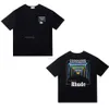 럭셔리 브랜드 Rhude T 셔츠 패션 Tshirt Mens Sesigner T Shirts Men Casual Short Sleeve 고품질 티 미국 SIIZE S-XXL 633