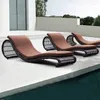 Mobilier de camping lit extérieur en rotin cour jardin chaises longues imperméables et protection solaire El Clubs piscines loisirs lits ronds T