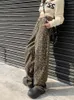 여자 청바지 한국 표범 인쇄 Y2K 여성 2024 캐주얼 하이 허리 가죽 넓은 다리 데님 바지 패션 스트리트웨어 복고풍 똑바로