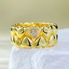 14K Gold Lovers Heart Lab Diamond Pierścień 100% Real 925 Srebrny Party Wedding Pierścienie dla kobiet mężczyzn biżuteria zaręczynowa