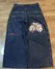 Jeans Jeans Streetwear JNCO Y2K Harajuku Hip Hop Carta Gráficos Retro Azul Baggy Gótico Cintura alta Pantalones de pierna ancha 240304