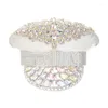 Bérets à paillettes perlées à la main, chapeau de capitaine, cristal scintillant pour mariée, accessoires de mariage, couches incrustées de perles, Costume, livraison directe