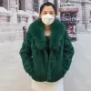 Fur Real Rabbit Coat à fourrure Nouvelle mode pour les femmes Collier de châle d'hiver du renard naturel épais luxe chaud en promotion en particulier veste