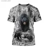 T-shirt da uomo Summer Cool Hipster T-shirt da uomo Beautiful Bear Hunting Pattern 3D stampato Harajuku T-shirt a manica corta Unisex Casual top TX208 L240304