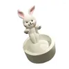 Candle Holders 652F Cartoon Rabbit Holder Resin Dog Aromatherapys Candlesticks Warming Paws Stand Gift For Lover Decors