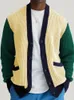 Men's Sweaters Color Block Knitted Cardigan Sweater - Thick Chunky Knit Outerwear