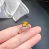 Bagues de cluster 2ct Golden Yellow Moissanite Diamond Ring 8.0mm 925 Silver Lab Made Promise Wife Engagement Proposition Bijoux de mode de luxe