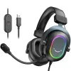 Fones de ouvido Fifine Dynamic RGB Gaming Headset com microfone OverEar Fones de ouvido 7.1 Surround Sound PC PS4 PS5 3 opções de EQ Jogo Filme Música