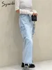Gonne Syiwidii Cargo Jeans Gonna per donna 2024 A vita alta Più di una tasca Moda lunga Vintage Split Casual