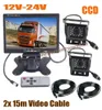 Caméra de recul pour voiture, 2x18 LED IR CCD, moniteur LCD 4 broches 7quot, Kit de vue arrière pour Bus camion Van, câble vidéo 2x15M 12v 24v rapide Sh8439213