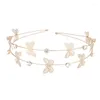 Hair Accessories Metal Gold Silver Headband Shiny Rhinestone Flower/Heart/Bow/Butterfly Hairband Hoop Bezel Kids Elegant Pearl Bands