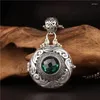 Pendant Necklaces Opening Hand Engraving Silver Color Hollow Green Zircon Box Necklace DIY Aromatherapy Tablets Charm Jewelry Gifts