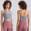 Ll Soutien-gorge de sport sexy pour femme - Débardeur de yoga à suspendre au cou - Dos en tissu pliable - Sous-vêtements - Doux au toucher - Haut doux avec bonnets amovibles