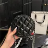 Sac de maquillage rond en cuir verni brillant pour femmes, 15cm, diamants scintillants, matériel étoile argentée, chaîne Matelasse, cinq couleurs, joli sac à main à bandoulière