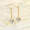 100 Real 24 K Gold Earring Female Fine Aros Mujer Oreja Natural 24K Gemstone Orecchini Drop Bizuteria 240228