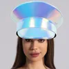 Berets Teens Silver Color Military Hat Outdoor Carnival Flat Top For Women Outside Sunproof Hair Drop