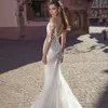 Mermaid Wedding Dresses Sexy Long Sleeve Lace Appliques Sheer Neck Court Train Charming Boho Beach Bridal Gowns 2024