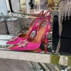 Chaussures de robe de mariée Amina Muaddi 7cm 10cm Begum Bowknot papillon PVC Pompes High Talons Diamond Shine Sandals Sandales Femmes transparentes Femmes Crystal Shoe