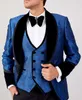 Fashion Wedding Men Suits Tuxedos Groom Wear Jacquard fabric Shawl Lapel Formal Suit Custom Size High Quality 3 Pieces Blazer+Vest+Pant