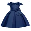 Girl Dresses Cute Big Bow Little Girls Dress Infantil Elegant For Evening Party Kids Princess Wedding Birthday