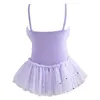 Stage Wear Enfants Filles Ballet Robes De Danse Costume Slip Intégré Avec Boutons-Pression Brillant Paillettes Tulle Tutu Jupe Robe Ballerine Tenue