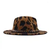 Cappelli a palla larga cappello Fedora in stile vintage con accento a catena - cowboy jazz occidentale unisex per uomini e donne