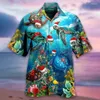 Men's Casual Shirts 3D Santa Claus Snowman Printing Christmas For Men Tree Turtle Graphic Short Sleeve Harajuku Tops