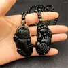 Anhänger Halsketten Charm Grüne Jade Handgeschnitzte Münze PiXiu Gelb Schwarz Kristall Stein Halskette Chinesisches Amulett Party Kleidung Schmuck