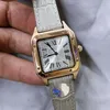 최고 품질의 Dumont Square Ladies Quartz 배터리 운동 파워 시계 가죽 스트랩 남성 여성 Watch