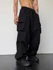 Trendiga Y2K Solid Cargo Pants Mens Multi Flap Pocket Byxor Lossa Casual Outdoor Work Outdoors Streetwear 240226