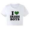 Eu amo meninos irlandeses hip hop gráfico mulheres cortadas tops harajuku kawaii roupas 2000s y2k bebê camiseta moda feminina top colheita 240219