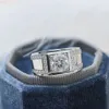 Paston personalizado d vvs 2ct redondo brilhante corte moissanite diamante masculino anel 10k 14k ouro branco anéis de casamento masculino