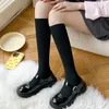 Damensocken im koreanischen Stil, lässig, Baumwolle, Slouch-Kalb, modisch, gerippter Strick, vertikal gestreift, schlicht, solide, Scrunch-Stiefel