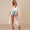 مستوحاة من Kimono Maxi Wrap Tunic Tunic Tubs Batwing Sleeve Long Women's Shirt Self-Tie Ceaft Cover Up Beach Blusas 210412