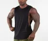 Helt ny vanlig tank topp män gym stränger ärmlös skjorta öppna sidor tomma fitnesskläder bomullssportkläder muskel väst y2010156474410