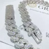 15mm Vvs Diamond Moissanite Chain Fashion Jewelry Cuban Necklace 925 Sterling Silver Hip Hop Men Jewelry Miami Cuban Link Chain