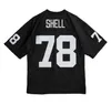 Stitched Football Jersey 78 Art Shell 1976 Black Mesh Retro Rugby Jerseys Män kvinnor och ungdom S-6XL