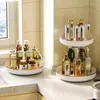 Kitchen Storage 2 Tier Adjustable Spice Jar Rack Turntable Revolving Swivel Worktop Shelf Organizer Rotatory Tray Gadget